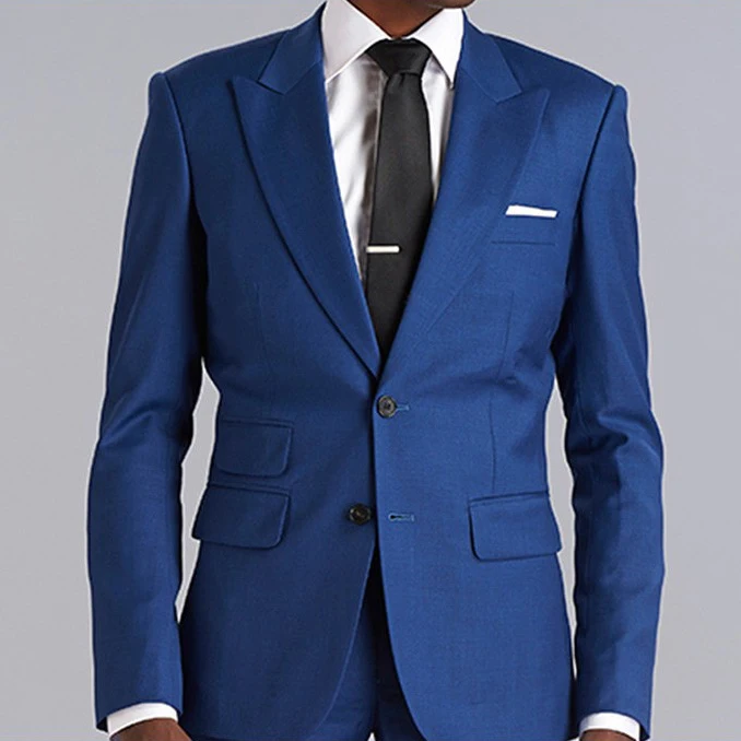 High Quality Bospoke Sets Of Blue Coat Pants Plus Size Men Suit with Logo