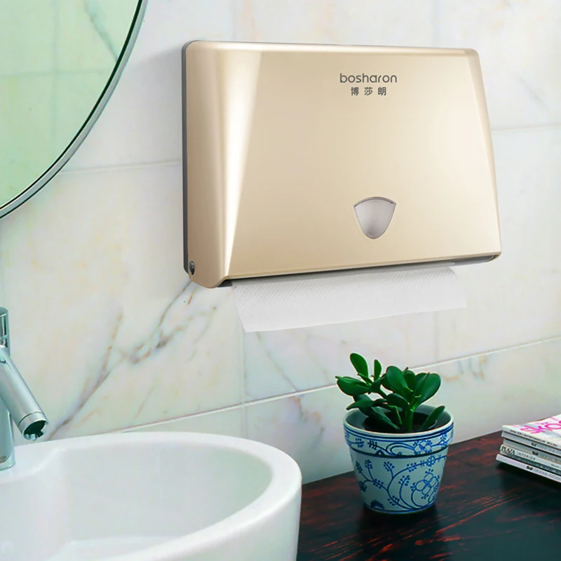 Elegant Gold Plastic Wall Mount Paper Towel Dispenser Holder