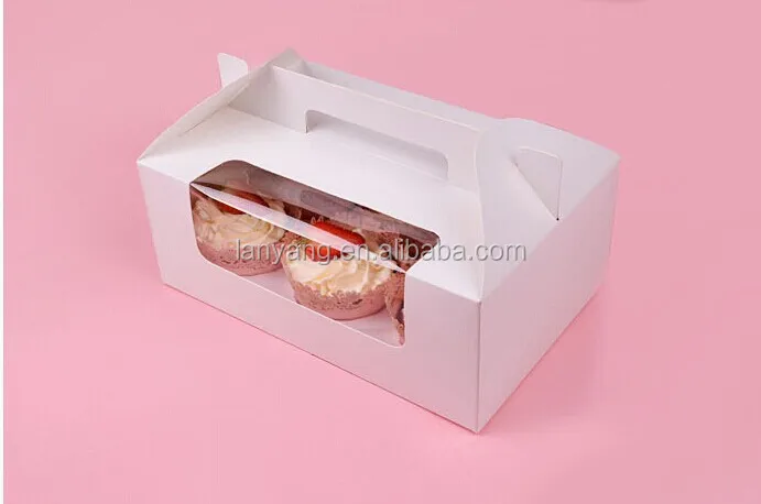 Wholesale cheap Cupcake boxes , Mini cake boxes with window for 2, 4, 6 packs with inserts(BF187)
