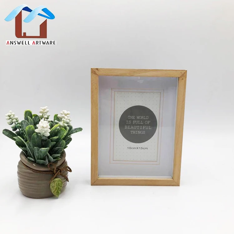 Photo Frame Wood Hanging Natural Solid Marcos De Foto Wood Bulk Box Frame Wholesale Custom Small Shadow Box Frames