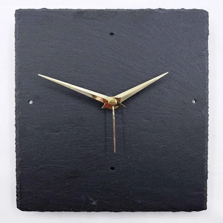 China factory handmade fashionable natural stone black slate wall clock