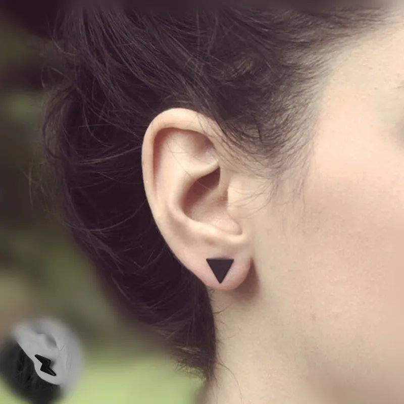 New fashion black gold silver 3 color western triangle round flash stud earrings for women gifts
