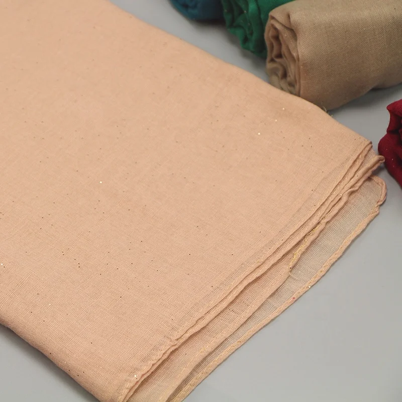 Supplier Dealer Amazon Hot Sale Glitter Cotton Scarf Shawl  Viscose Shinning Pure Color Scarf Arabic Dubai Hijab Pashmina