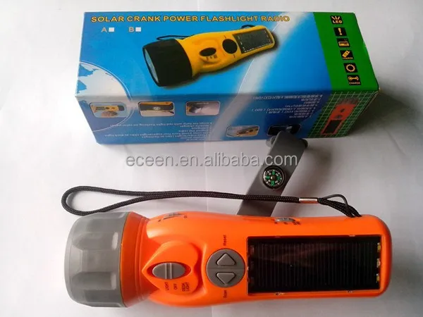 2018 Newest Design LED Solar Hand Crank Generator Flashlight With Radio