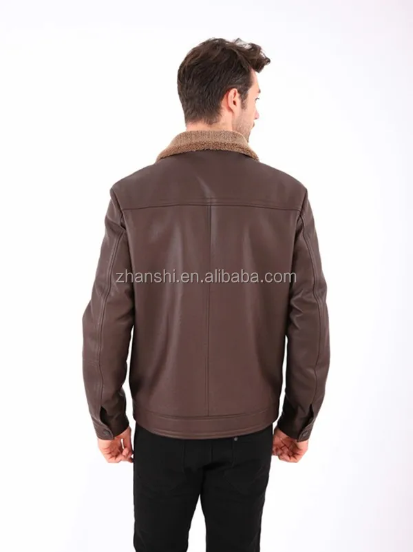 New Collection High Quality Men PU Nubuck Leather Jacket Coat Artificial Fur Lining