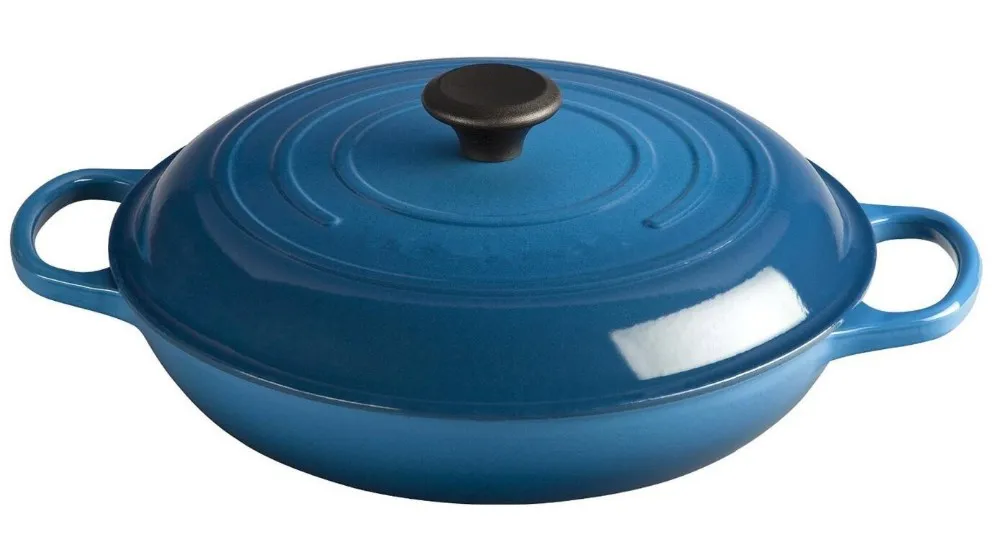 
12 Inch Cast Iron Enamel Shallow Casserole With Bakelite Knob 