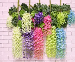 2022 New high quality Wholesale Artificial Wisteria Flowers Hanging Silk Wisteria Decorate