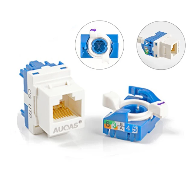 Cat6 UTP RJ45 Rotate Tool-less Keystone Jack Connector Module