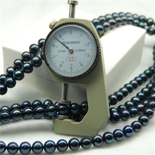 Freshwater natural round black pearls necklace price strand beads wholesale black pearls