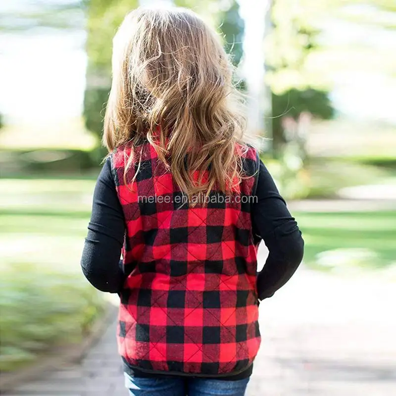 Весенняя детская одежда, жилеты и безрукавки, зимний теплый клетчатый жилет для маленьких девочек, плотное пальто, верхняя одежда, куртка