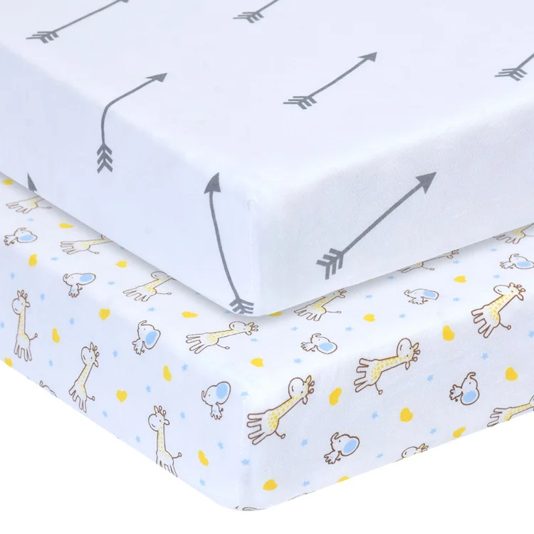 2 Pack 100% Jersey Cotton fitted sheets for Baby Boy and Girl or toddler