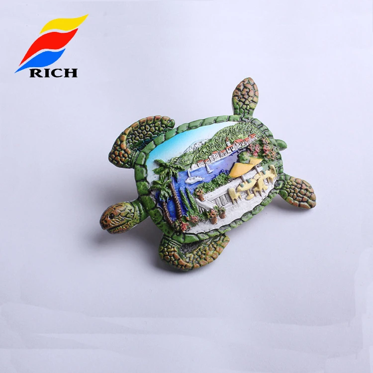 Customized Resin Tourist Souvenir 3d Sea Turtle Tortoise Italy Souvenir Fridge Magnet