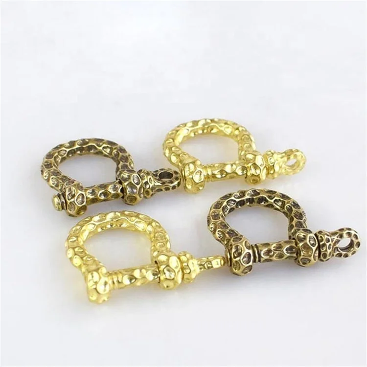 Meetee AP339 D Ring Solid Pure Brass Carabiner Shackle Key Ring Chain Hook Strap Horseshoe Buckle DIY Belt Accessories