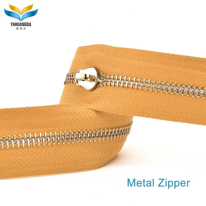 custom leather design metal zipper with metal slider for bag making accessories