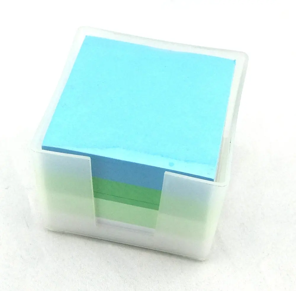 Factory customized print logo with plastic box memo pad cube notepad paper note cube