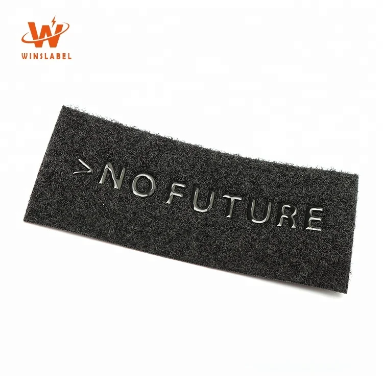 Custom Brand Private Logo Sports Ware TPU Embossed Clothing Labels Hook and Loop Fastener Badges