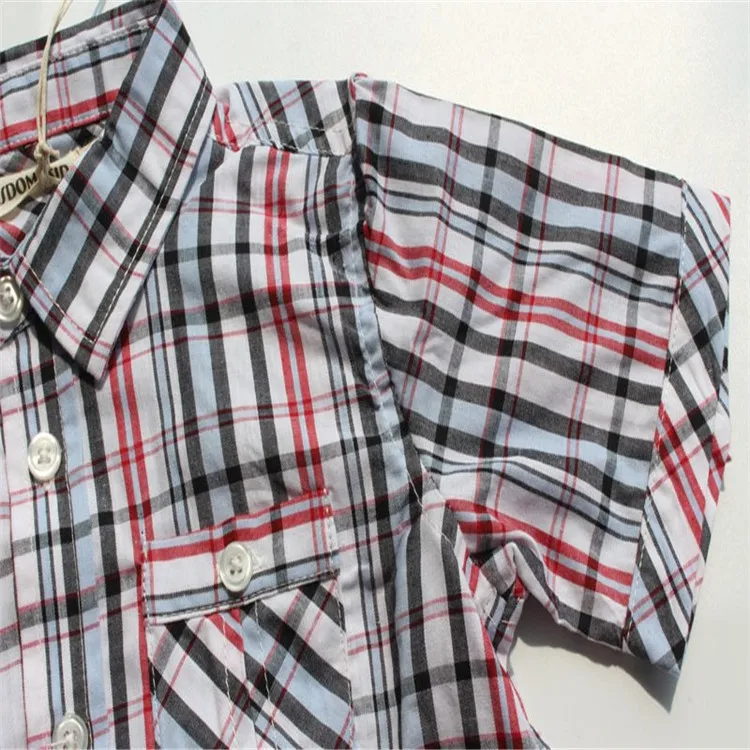 Wholesale new design plaid boy shirt short sleeves children casual shirt kids check shirt