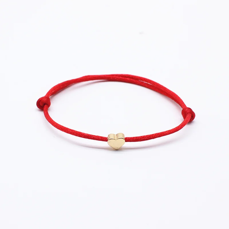 Simple Charm Bracelet black red colour Minimalist Adjustable Rope String Lucky Bracelet heart star For Women lovers bead jewelry