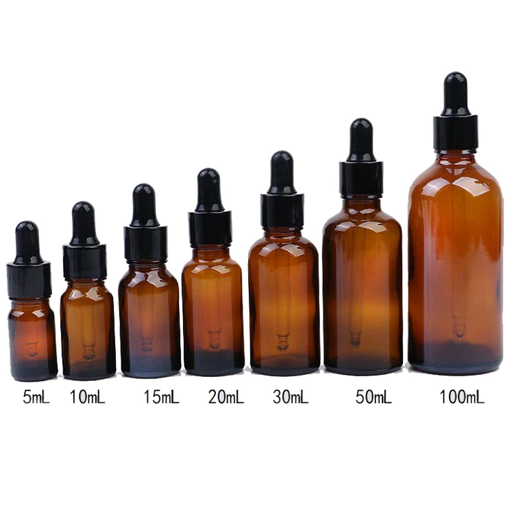 Frosted 30Ml 100Ml Amber Glass Dropper Bottle With Aluminum Cap Bottle Cosmetic Essential Oil For Cosmetic Packaging