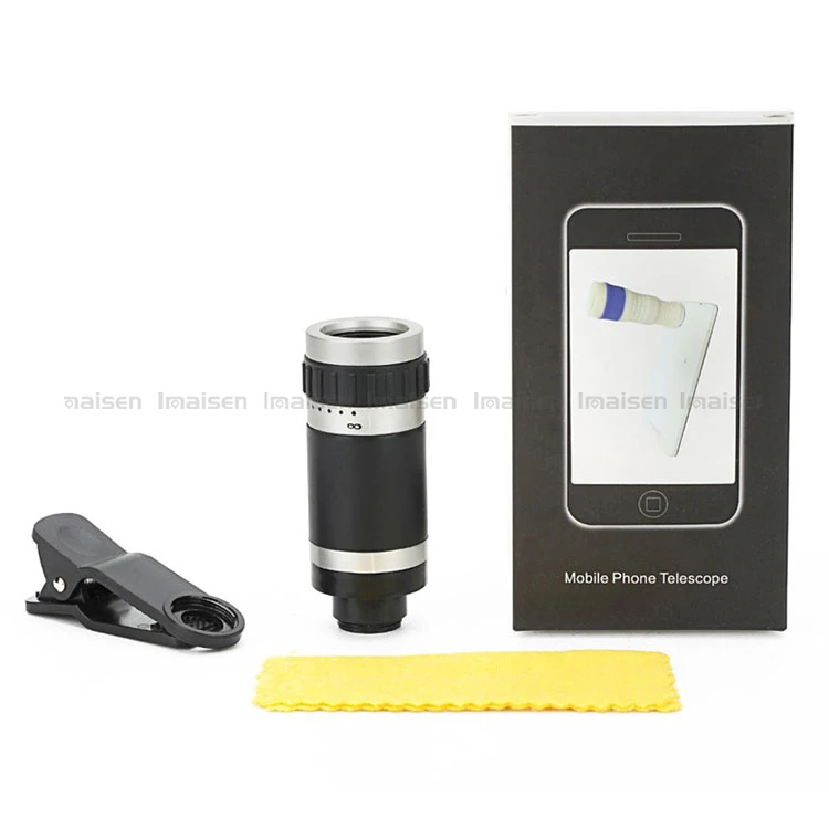 8x Zoom Mobile Monocular Telescope Camera Lens Night Vision Mini Universal Optical Clip Telephoto Black for Phone Accessories