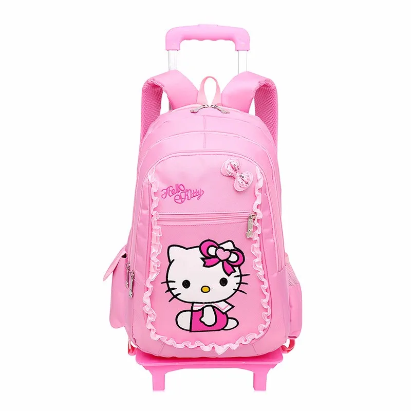 
Wholesale pink hello kitty school trolley luggage backpack bag for kids 