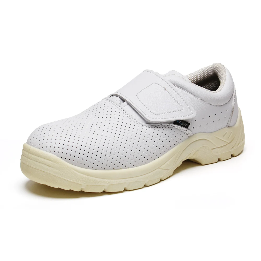 Не кружевная легкая дешевая стильная Антистатическая белая кожаная сетка esd белая защитная обувь