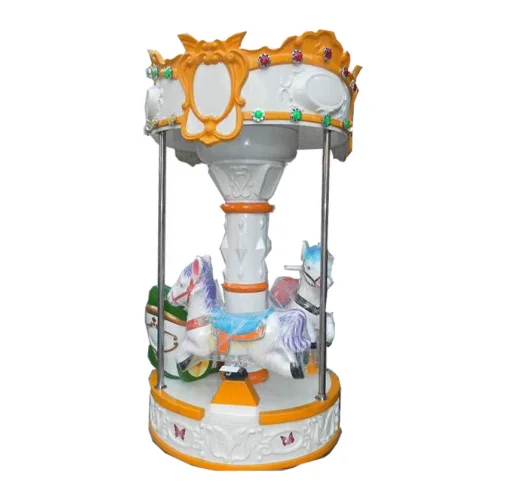 400W Electric Merry Go Round Kids Amusement Park Rides Yellow Carousel Rides For Sale