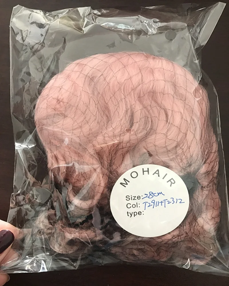 
Beautiful Curly Pink Color Mohair Wigs for American Dolls 