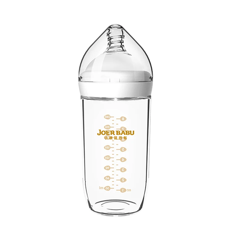 6oz High borosilicate bpa free unique glass milk feeding baby bottle