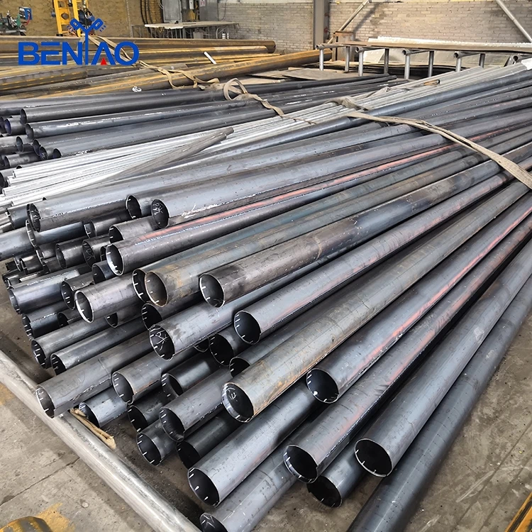 Double arm galvanized steel street lamp post led high mast light pole