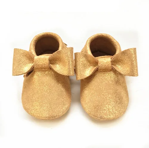 
Kinghoo white and gold bow moccasins baby fringed moccasins infant toddler kids leather moccasins 