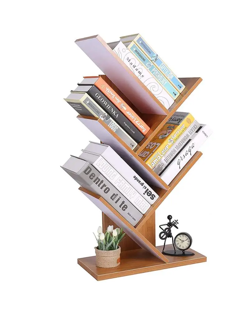 5-Shelf Bookshelf Tree Bookcase Wood Bookshelves Storage Rack MDF Tree Shelf Display Organizer for Books,Magazines,CDs and Photo