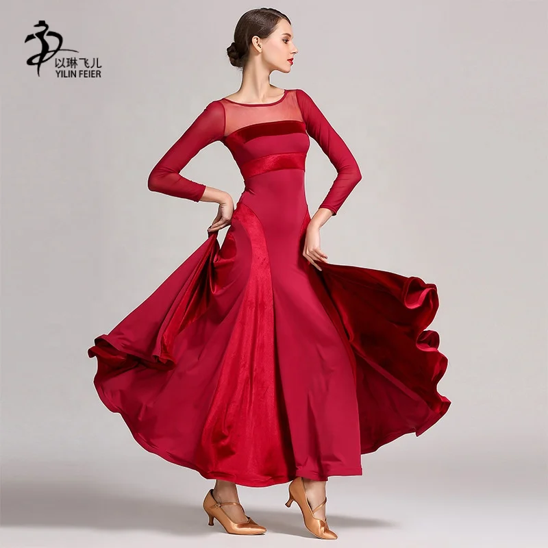 Женская танцевальная одежда с длинным рукавом для вальса фламенко