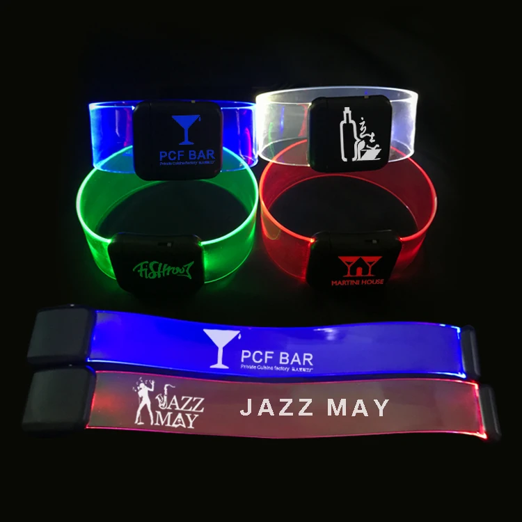 New Arrivals Magnet Clasp Laser Engrave LOGO Glowing  LED Bracelet Light Up Bangle