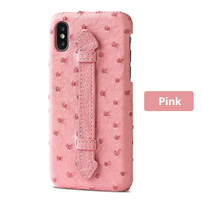 100% handmade Luxury & classic Genuine Ostrich skin leather phone back case cover with stand for iphone x xs