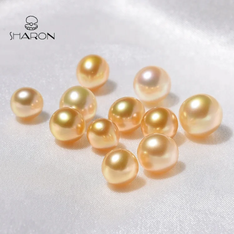 
Shiny Wholesale 8-11mm AA+ Round Golden Loose South Sea Saltwater Bulk The Bead Pearl 
