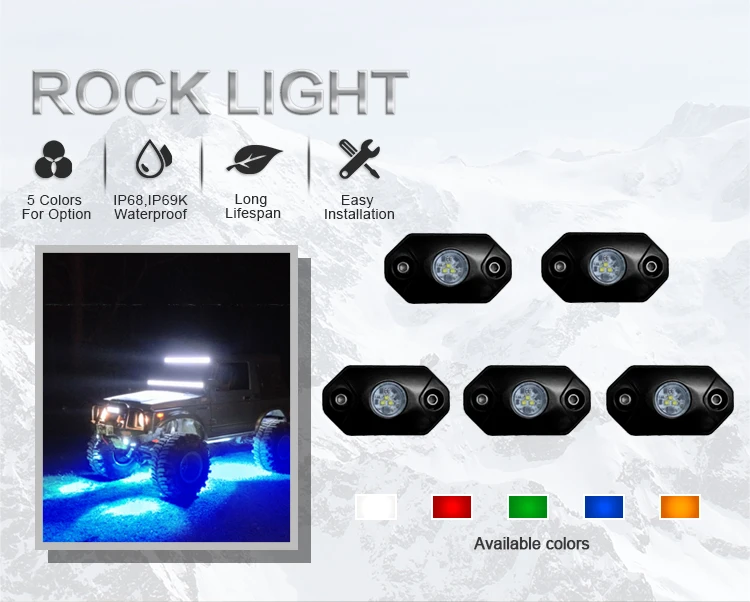 IP68 Waterproof Multi Functional LED Rock Light, offroad Camping light