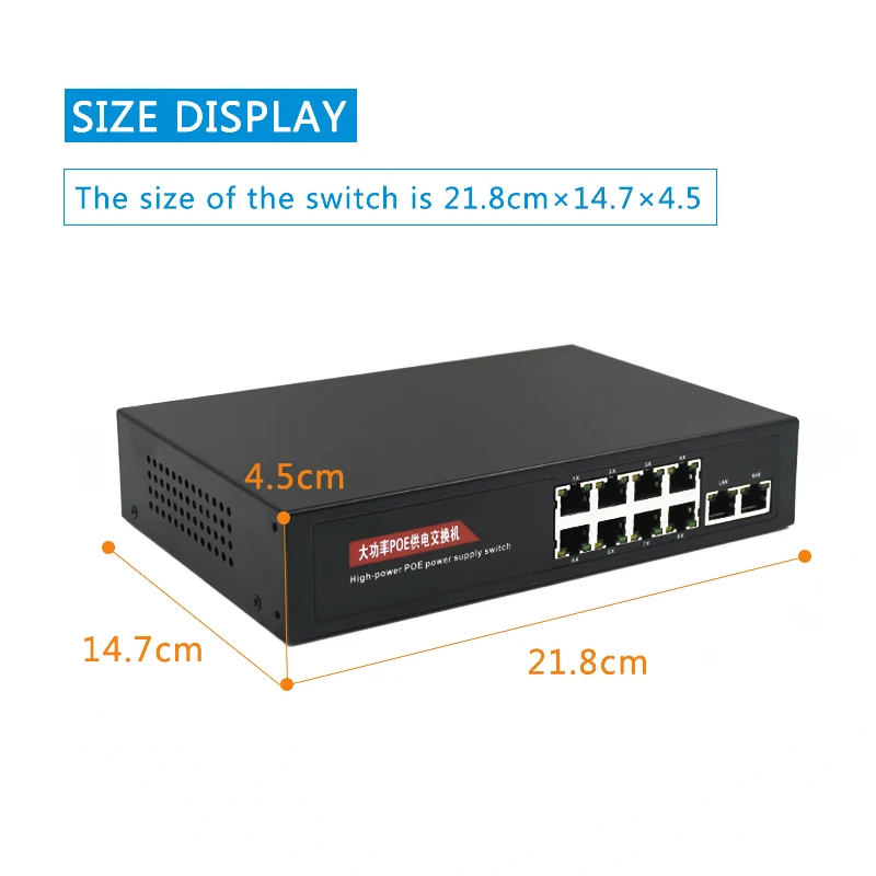 10(8+2) port Gigabit Non-standard 24V PoE Switch Network 10/100 mbps Smart Ethernet Switch