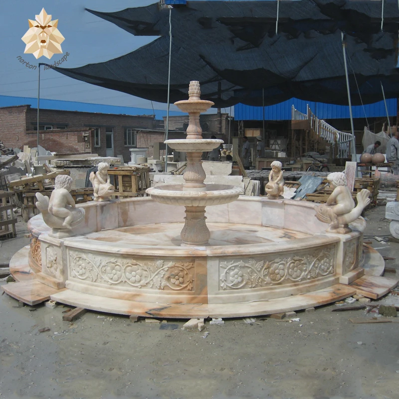 Large villa decor stone lady statue and animal swan sculpture white marble water fountain for sale NTMFO-125Y