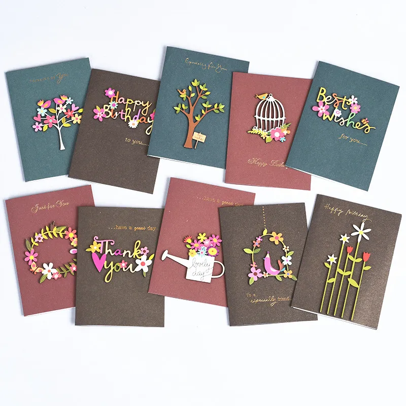 Wood Carving Patch Birthday Blessing Greeting Cards