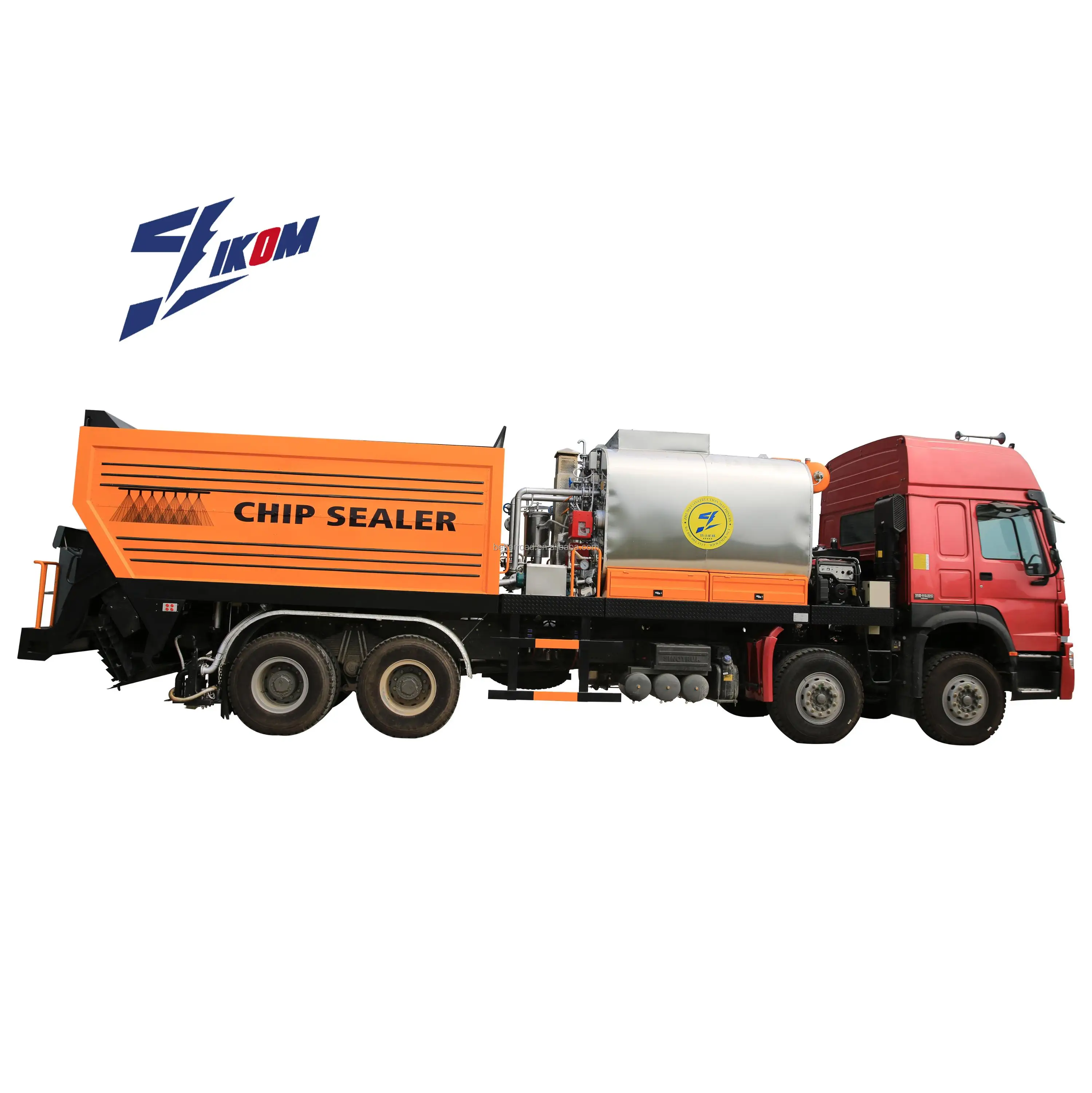 IKOM hot mix bitumen plant sweeper truck synchronous asphalt chip sealer equipment