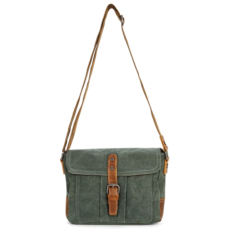Vintage Style Multicolor Durable Anti-water Cross Body Bag Men waxed Canvas Leather College Sling Bags