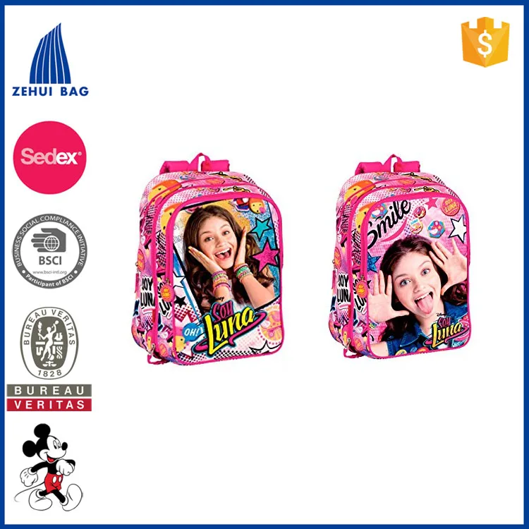 
Soy luna smile cute picture of school bag delsey luggage kids trolley school bags for children 