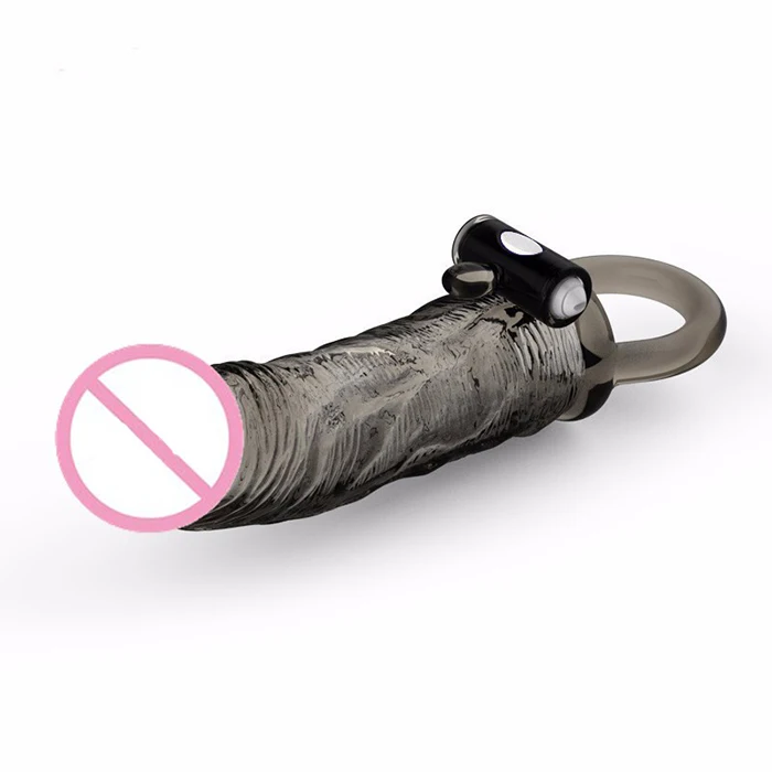 
3 Size Optional Black Dildo Vibrating Cock Sleeve Penis Extender 