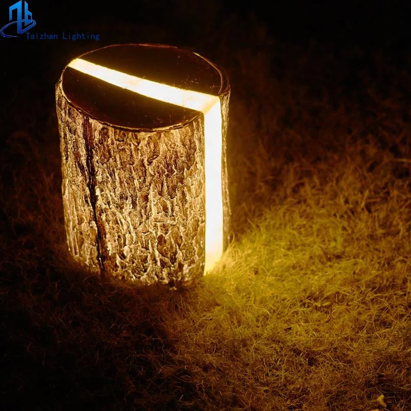Outdoor New Design tree stump Led Lightdecorative timber pier lawn light garden resin wooden pile landscape lighting