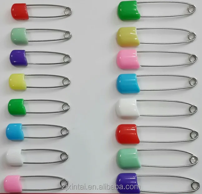 Hot selling safty pins with plastic head for children use