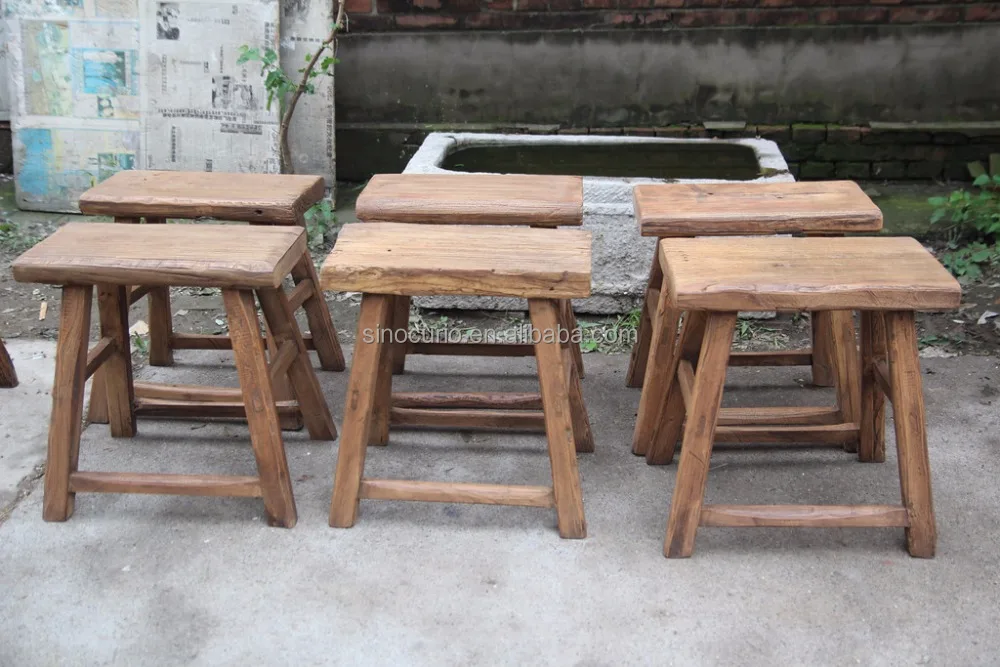 Chinese antique vintage rustic natural original recycle wood stool