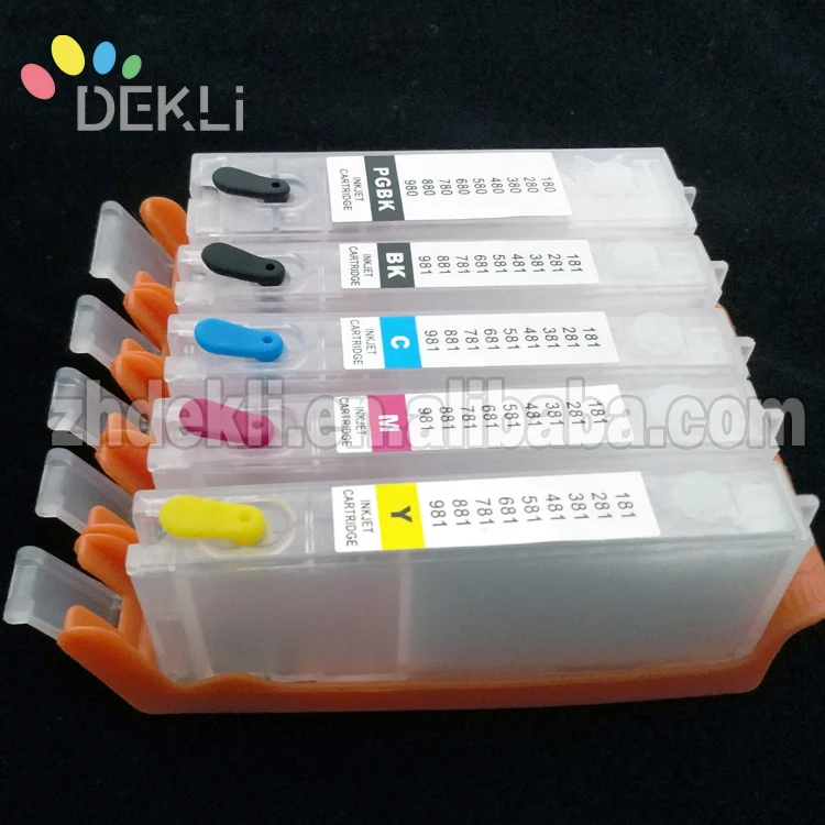 5 Color Refillable ink Cartridge for Canon 780 781 Reset CISS cartridge with chip