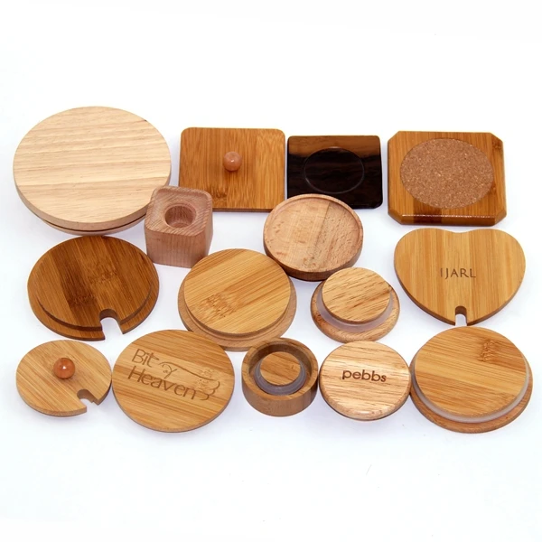 High quality storage jar bamboo lid candle jar bamboo lid cover  water bottle bamboo lid