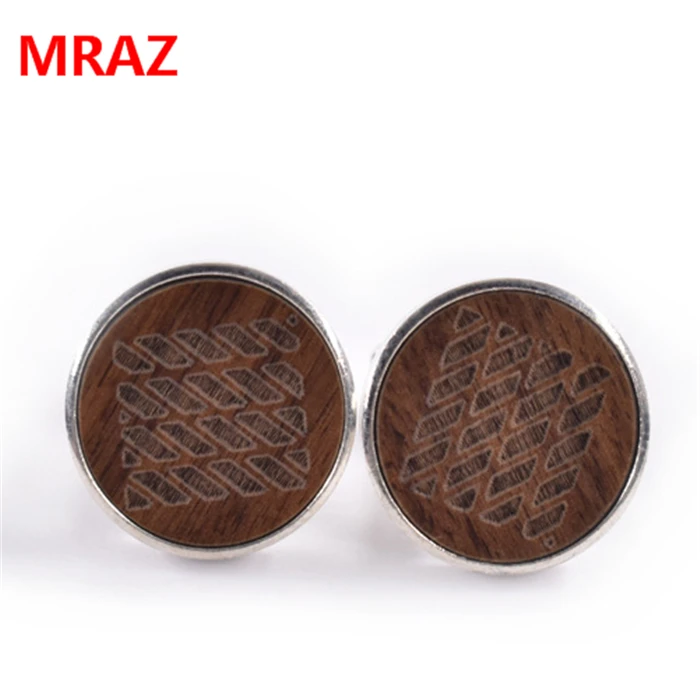 2018 fashion design Wood custom shirt cufflink For Men